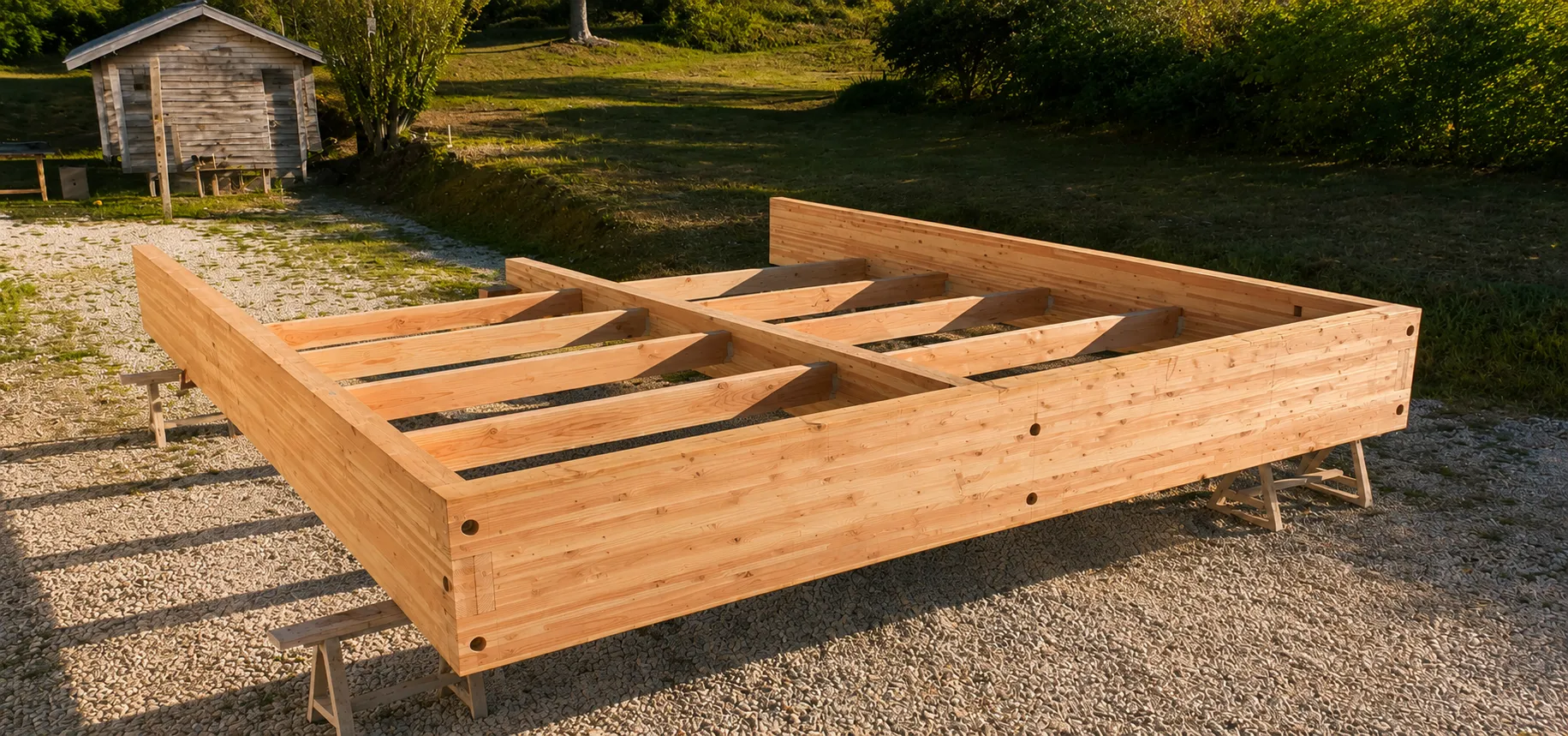 Création d'une charpente pour auvent de bâtiment public - Atelier Vibois Charpentier à Villeneuve sur Yonne