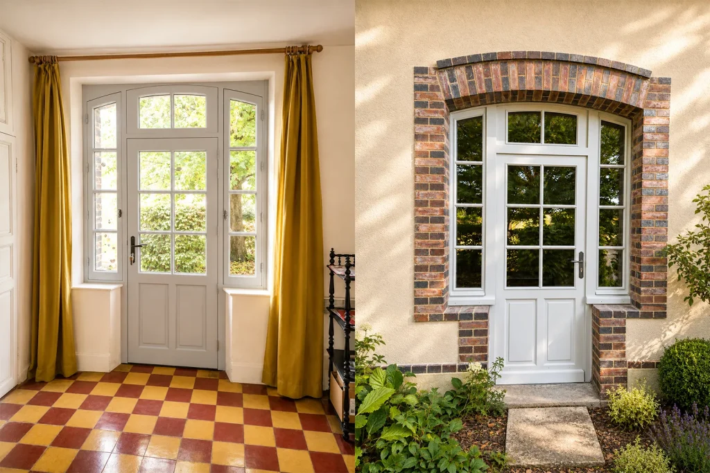 Porte d'entrée en bois massif et double vitrage - Atelier Vibois Menuisier à Villeneuve sur Yonne