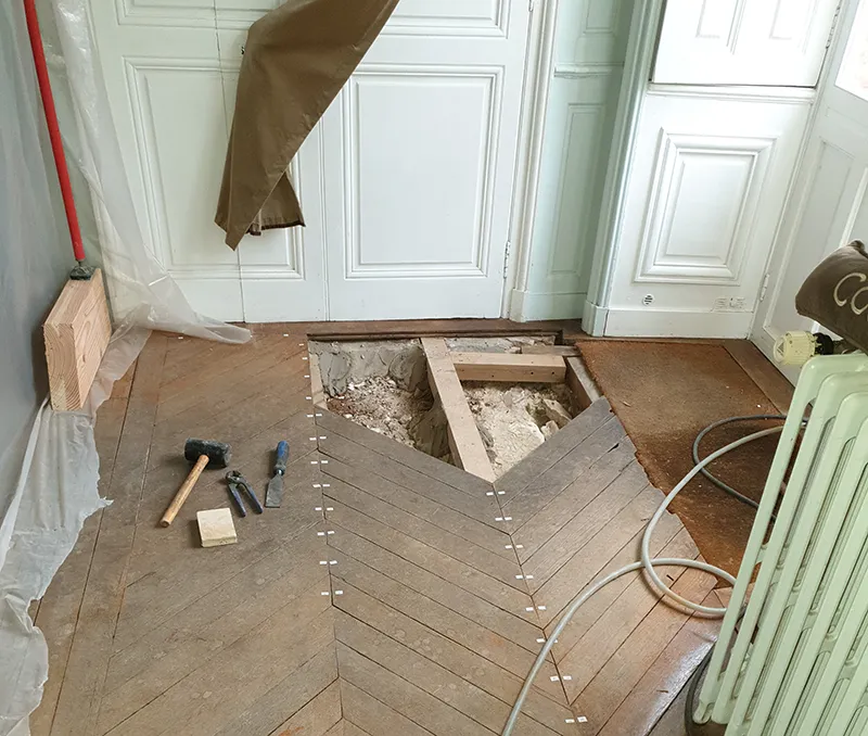 Rénovation parquet point de Hongrie - Atelier VIBOIS Menuisier à Villeneuve sur Yonne
